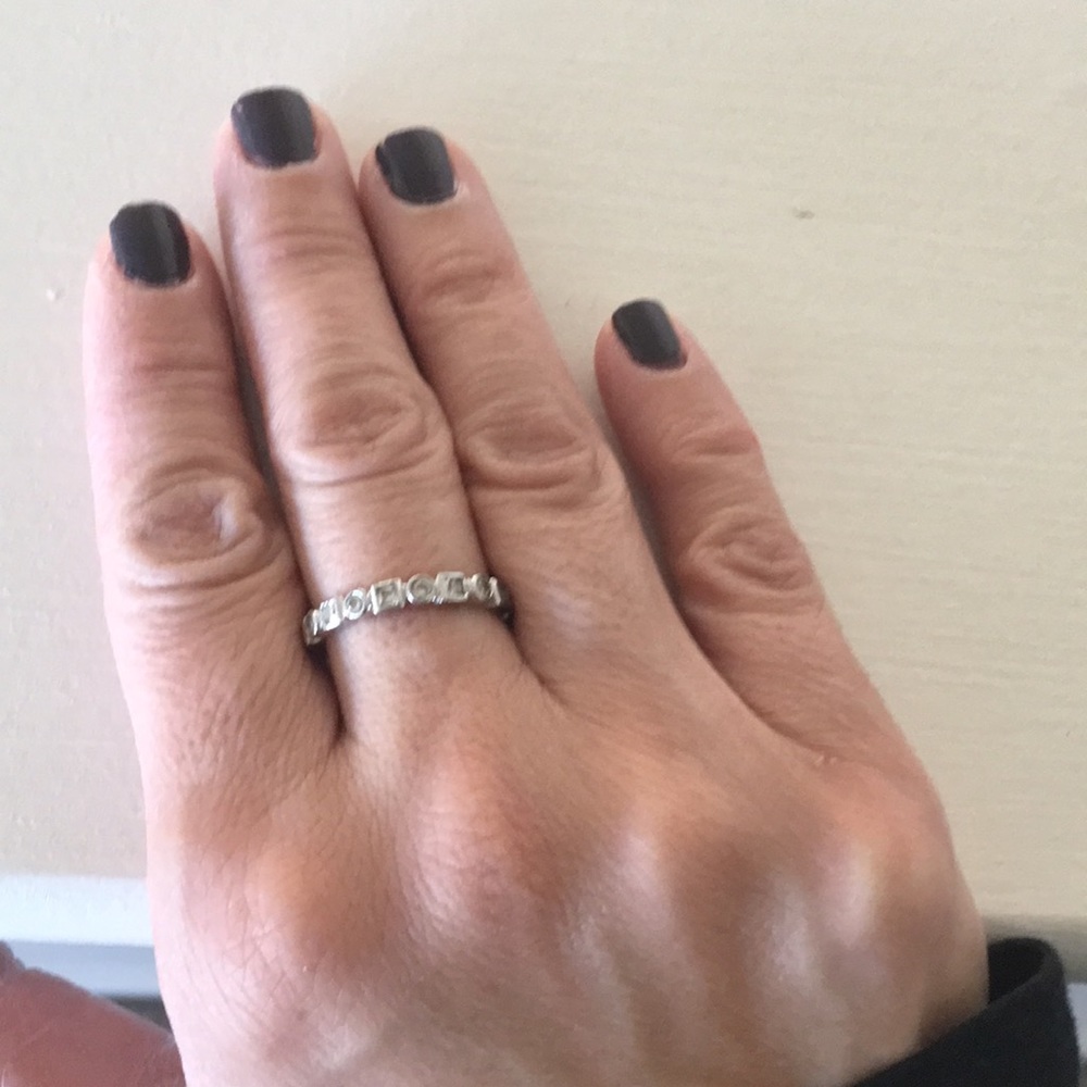 EUC; sterling silver cubic zirconia band